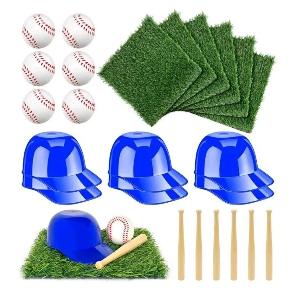 24 Pcs‎ Baseball Party Table Decorations Kit Include Artificial Grass Mats
